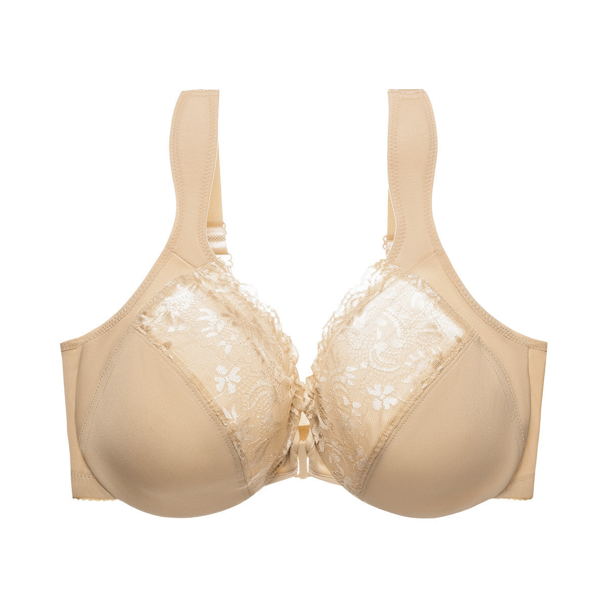 Ushline® Floral Lace Push-Up Bra – Adjustable Full Coverage Underwire Minimizer with Front Closure